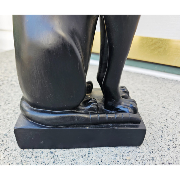 Ancient Egyptian Sitting Black and Gold Bastet Cat Figurine Egypt 13 1/2" - Picture 12 of 12